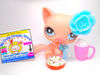 Littlest Pet Shop Pink sitting cat #959 & cute accessories Authentic