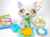 Littlest Pet Shop Rare Blue Sitting Husky Dog #1046 & cute accessories Authentic