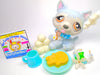 Littlest Pet Shop Rare Blue Sitting Husky Dog #1046 & cute accessories Authentic