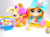 Littlest Pet Shop Rare French Basset Hound Dog #1106 Bunny #1107 Authentic