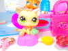 Littlest Pet Shop Rare Short Hair Cat #886 Kitten #1074 & Accessories Authentic