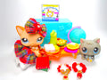 Littlest Pet Shop Short Hair Cat #1024 Kitten #66 & Accessories Authentic
