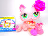 Littlest Pet Shop Pink Crouching Cat #1345 & Accessories Authentic