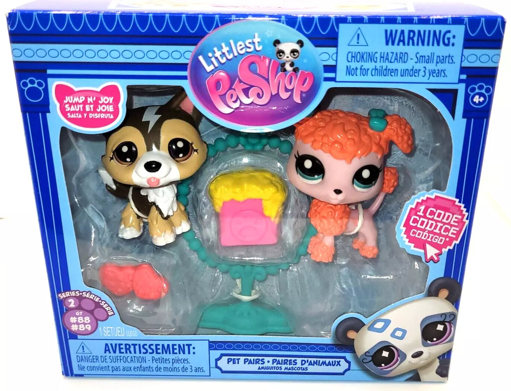 Littlest Pet Shop G7 Pet Pairs - Jump N' Joy - #88 Sheltie & 89 Coral Poodle NIB