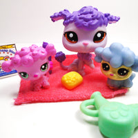 Littlest Pet Shop Purple Poodle #1694 with 2 cute babies and accessories - My Cute Cheap Store