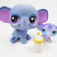 Littlest Pet Shop Baby and Mommy Elephant with purple eyes #2120 - My Cute Cheap Store