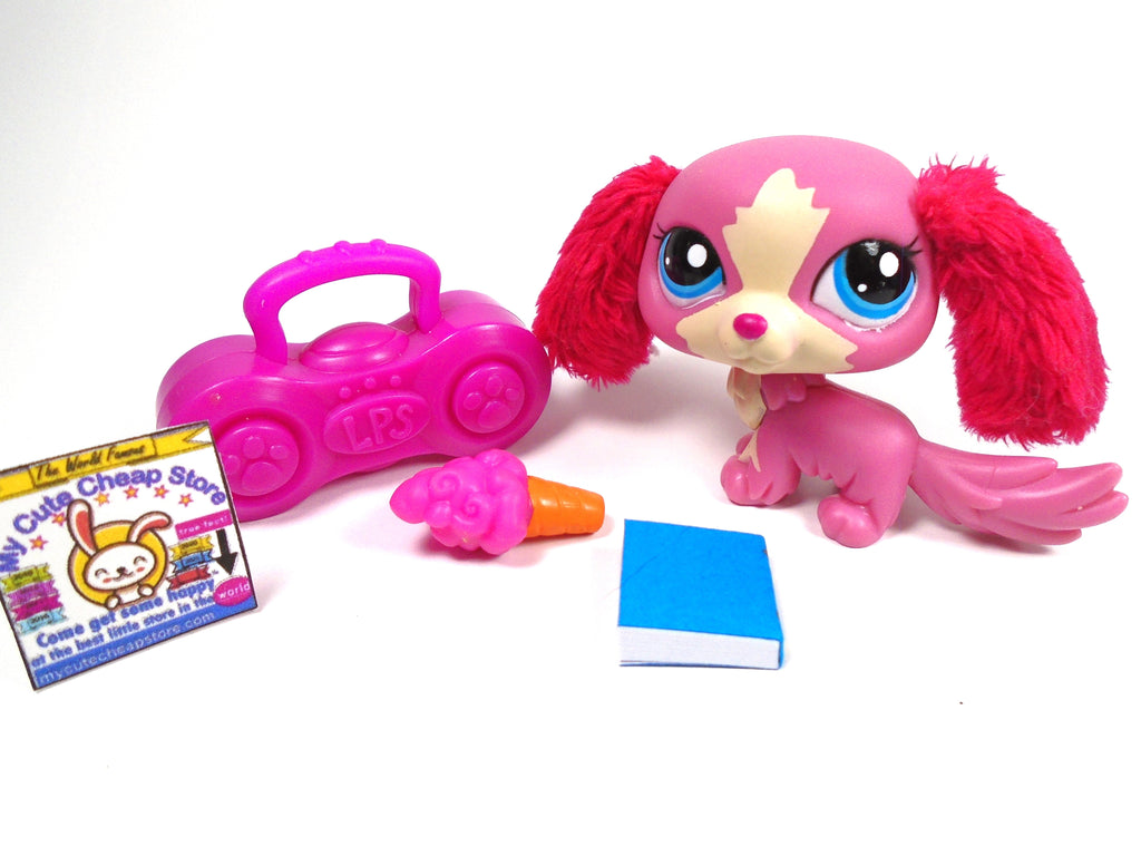Littlest Pet Shop Magenta Pink King Charles Spaniel Fuzzy Furry Ears # 2508 - My Cute Cheap Store