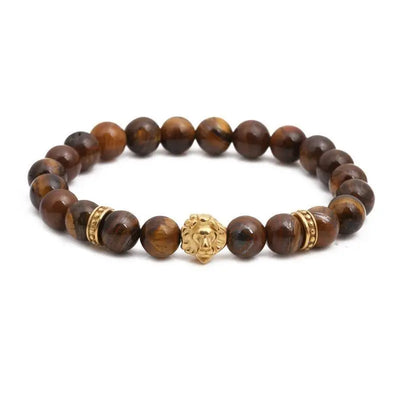 Lion Head Bracelet Tiger Eye Beaded Bracelet - My Cute Cheap Store