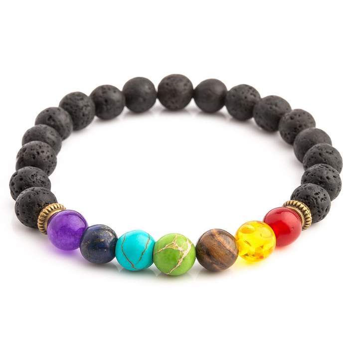 Seven Chakras Bracelet Natural Healing Stones Therapy Meditation Beads -  GEM+SILVER